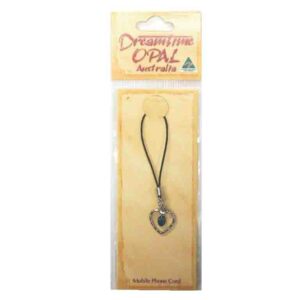 Dreamtime Opal Phone Cords Heart Silver