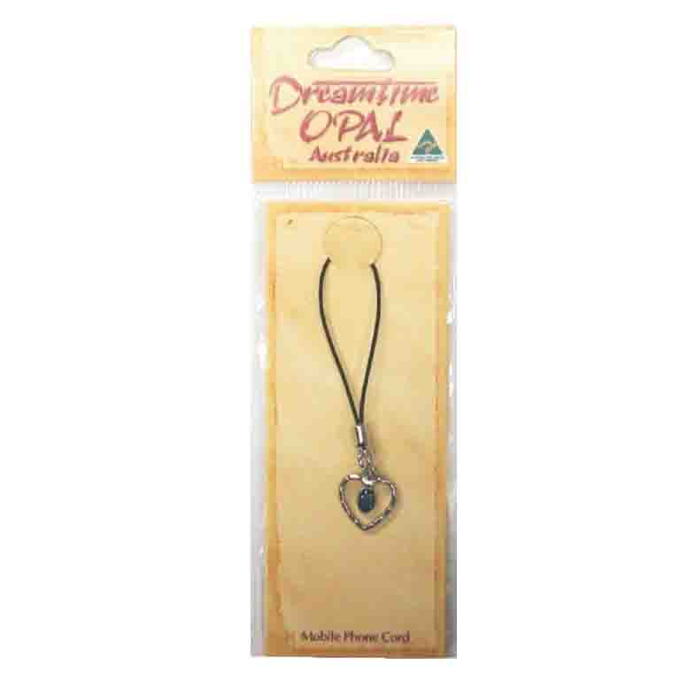 Dreamtime Opal Phone Cords Heart Silver 3 OPAL 148 Dreamtime Opal Mobile Cord Heart