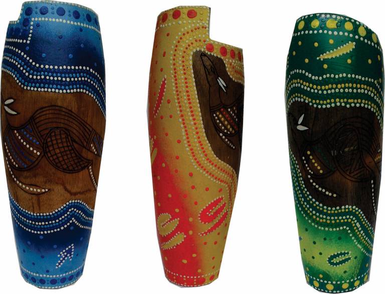 Vase wooden burnt painted 16cm 2 Vase 02 1