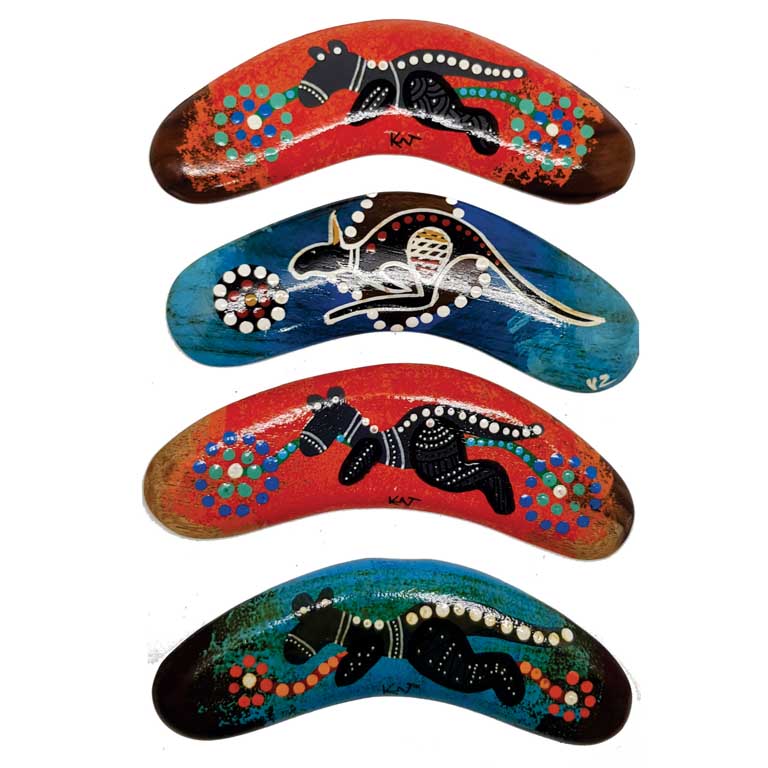 Hand Painted Animal 6 Inch Boomerang 3 BOAN 06 Animal Detailed Boomerang 6 Inch