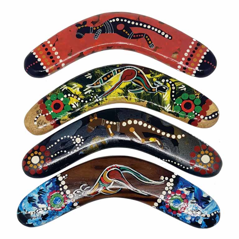 Hand Painted Animal 10 Inch Boomerang 3 BOAN 10 Animal Detail Boomerang 10 Inch