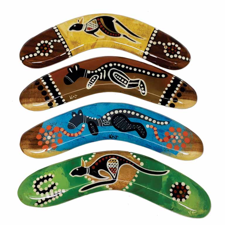 Hand Painted Animal 8 Inch Boomerang Resin 3 BOAR 08 Animal Detailed Resin Boomerang 8 Inch