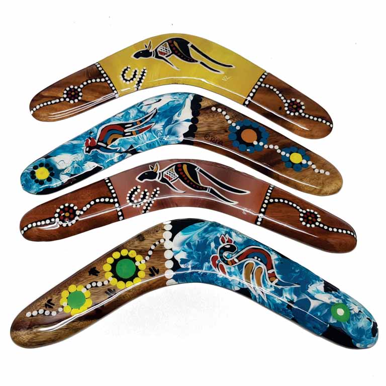 Hand Painted Animal 14 Inch Boomerang Resin 3 BOAR 14 Animal Detailed Resin Boomerang 14 Inch