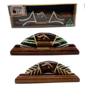 Boxed 6 Inch Animal and Weapons Traditional Boomerang with Stand