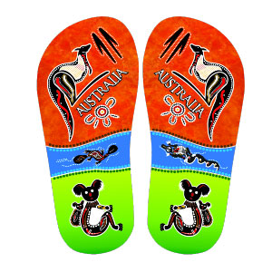 Australiana thongs kangaroo koala illustrated
