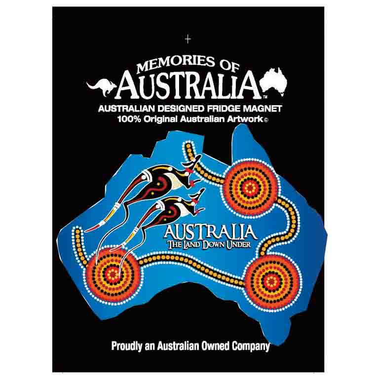 Blue Roos Australia Map 11cm Resin Fridge Magnets 3 AUSFM 03 Resin Magnet Map Blue