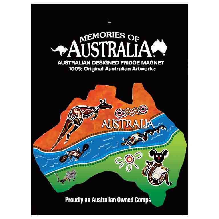 Roo / Platypus / Koala Australia Map 11cm Resin Fridge Magnets 3 AUSFM 08 Resin Magnet Map 3 Colour