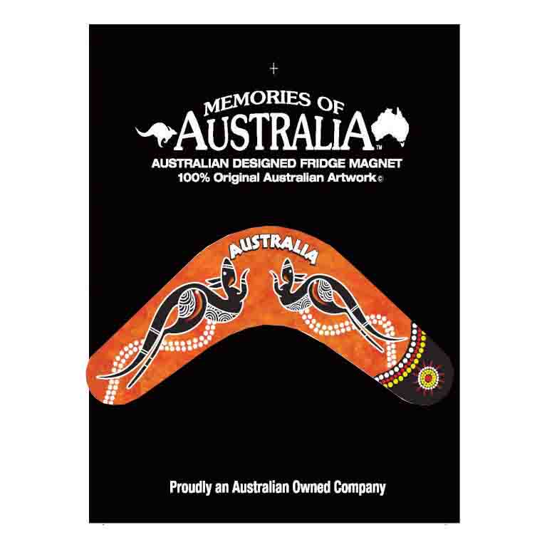 Boomerang Roo Ochre 11cm Resin Fridge Magnets 3 BRFM 01 Resin Magnet Boomerang Orange