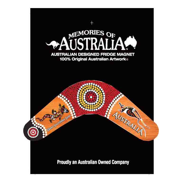 Boomerang Roo/Lizard 11cm Resin Fridge Magnets 3 BRFM 03 Resin Magnet Orange Roos