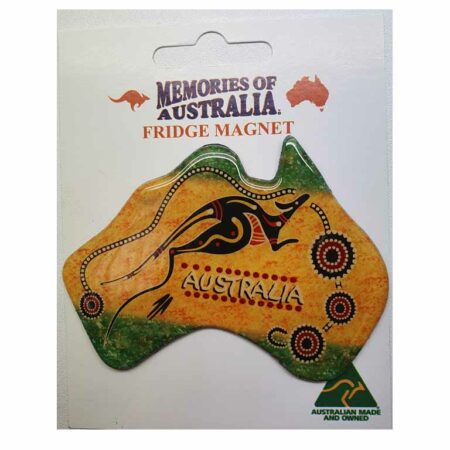 Australian Map Green/ Yellow Roo Australian Made Resin Magnets