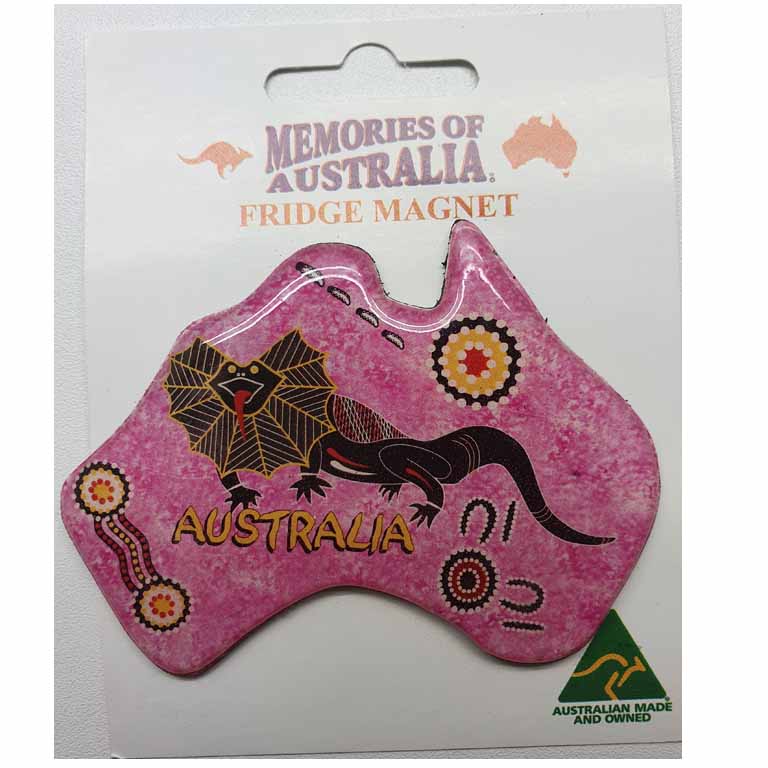 Australian Map Pink Lizard Australian Made Resin Magnets 3 FMMA 08 Resin Magnet Map Pink Lizard