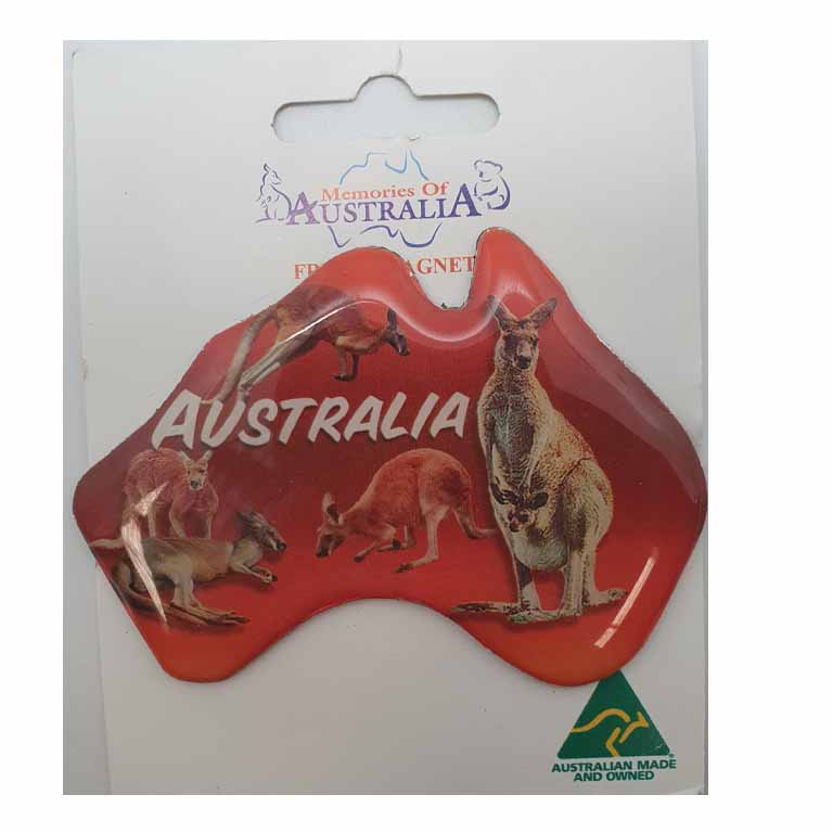 Australian Map Red Roos Outback Australian Made Resin Magnets 3 FMMA 252 Resin Magent Map Red Roo