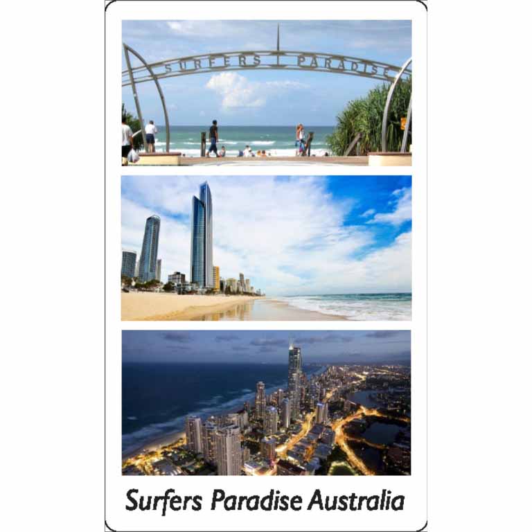 Surfers Paradise 3 in 1 Sign/Beach/Night City Magnet 3 FMSP 20 Surfers Printed Magnet