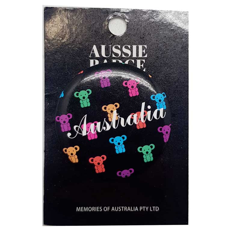 Metal Badge Small Colourful Koalas 3 MOA BADGE 07 Colourful Koala Badge