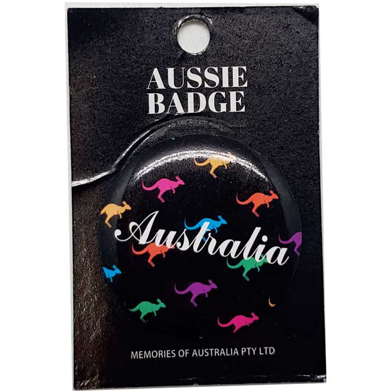 Metal Badge Small Colourful Roos 3 MOA BADGE 08 Colourful Roos