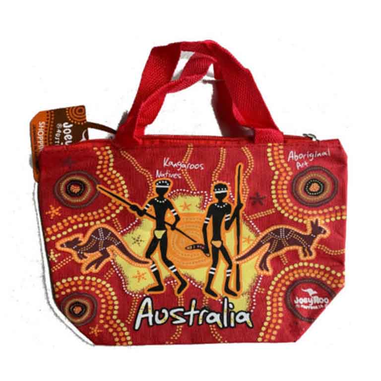 Small Aboriginal Native and Roo Red Shopping Bag 3 MOA BGL 131R Bag Large Big Red Roo Red
