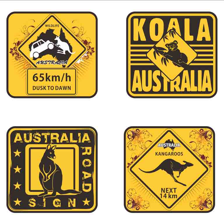 Coaster 4pc Metal Roadsign 3 MOA CT02 RS Coasters Set 4 Roadsign