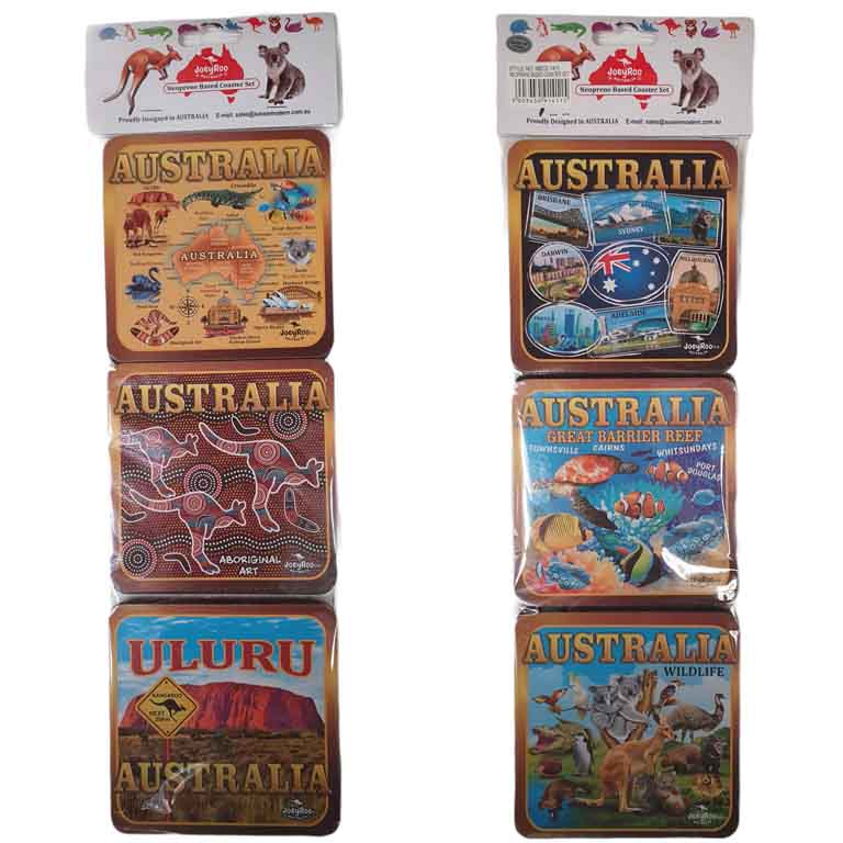 Neoprene Set 6 Coasters Australia Images 3 MOA NBCS 1411 Coasters Set 6 Aust Scenery