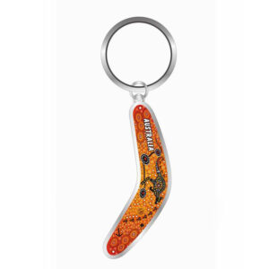 Keyring with Box Boomerang Aboriginal Red