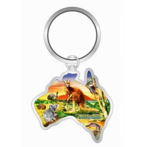 Keyring with Box Map Animal
