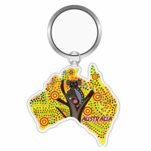 Keyring with Box Aboriginal Yellow