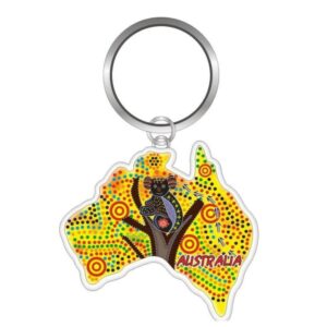 Keyring Carded Aboriginal Yellow